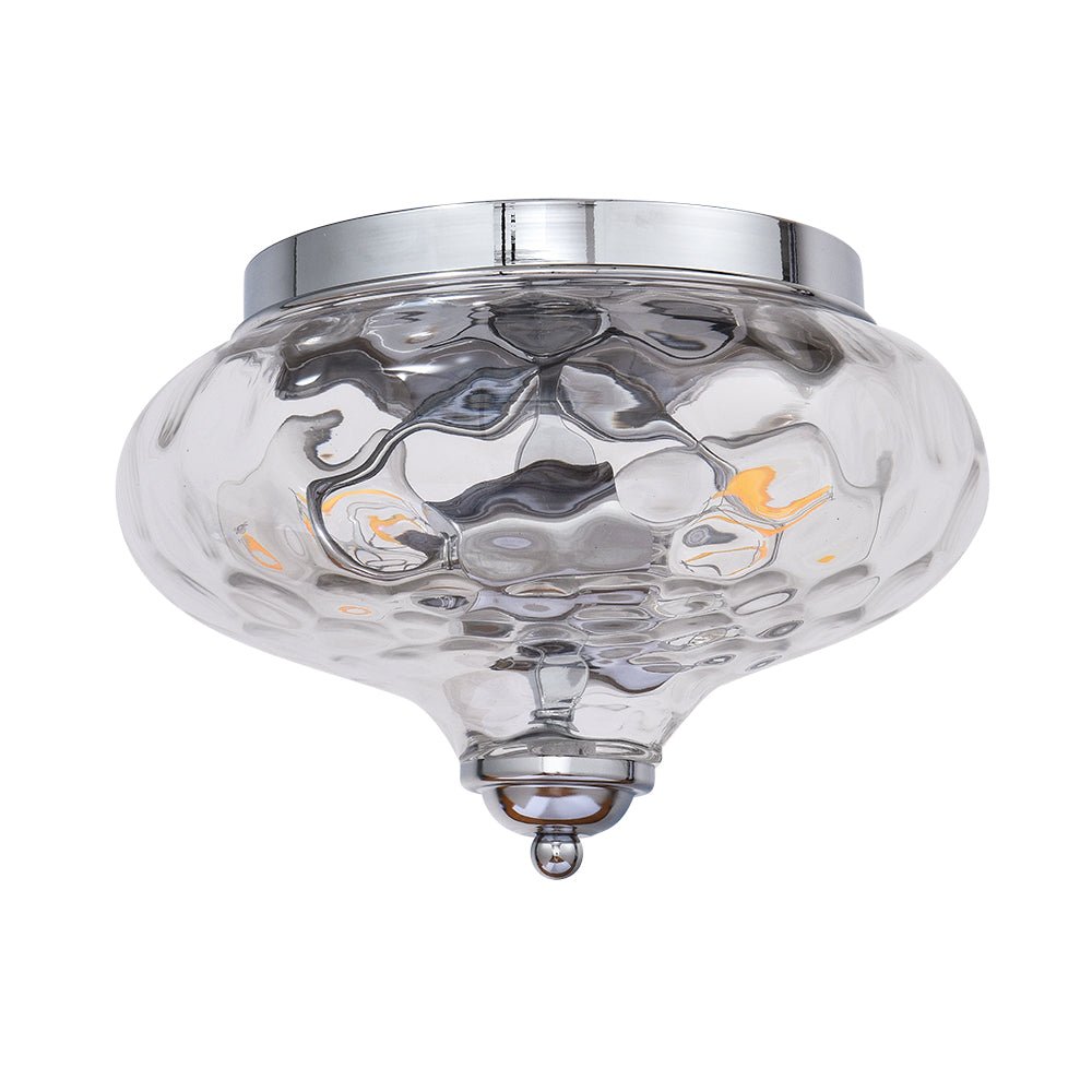 Pendantlightie-Modern Farmhouse 2-Light Water Glass Flush Mount-Flush Mount-Chrome-