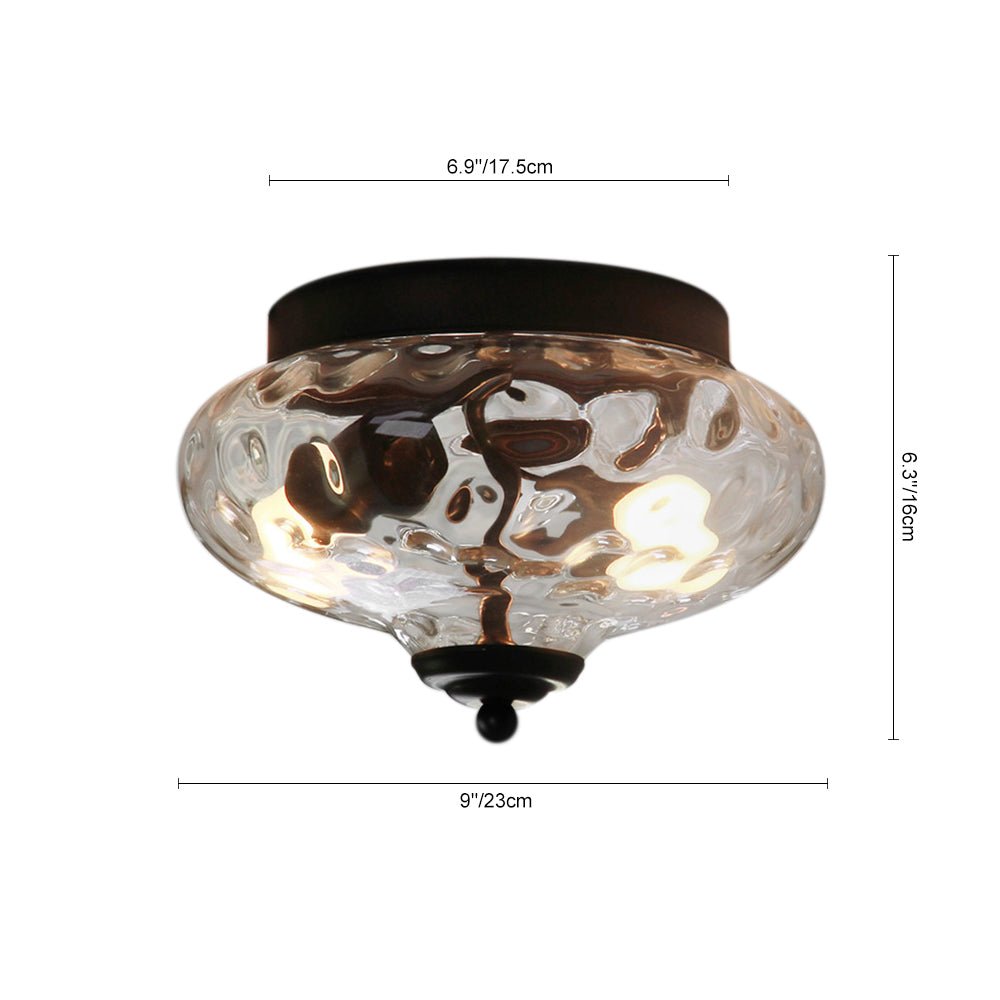 Pendantlightie-Modern Farmhouse 2-Light Water Glass Flush Mount-Flush Mount-Chrome-