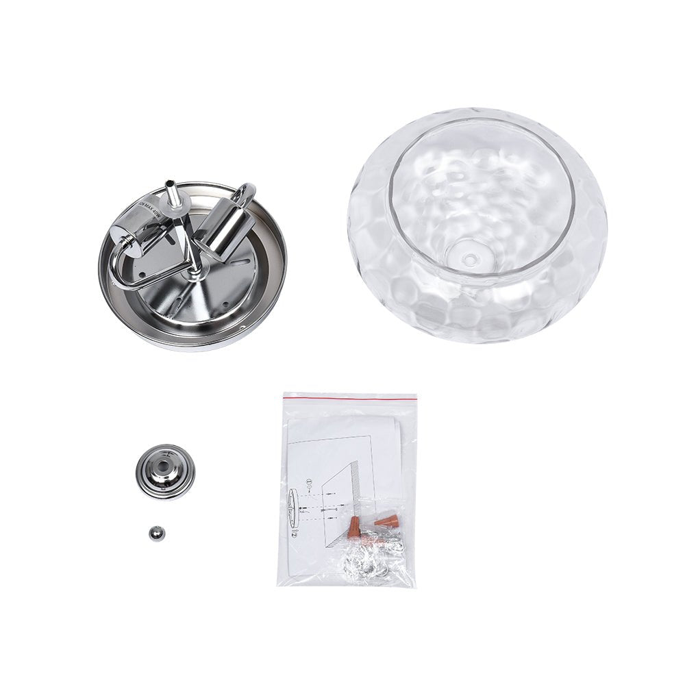 Pendantlightie-Modern Farmhouse 2-Light Water Glass Flush Mount-Flush Mount-Chrome-