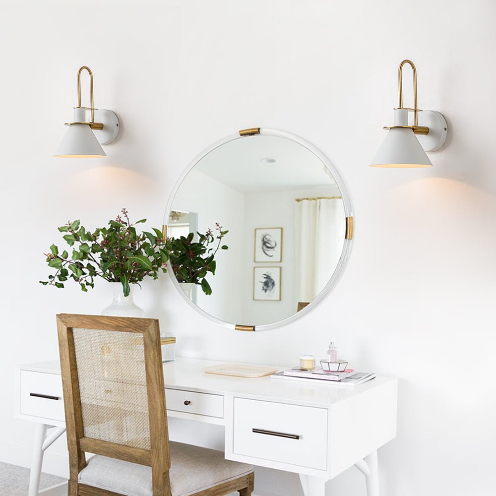 Pendantlightie-Modern Industrial 1-Light Cone Wall Light For Bedside-Wall Light-White-