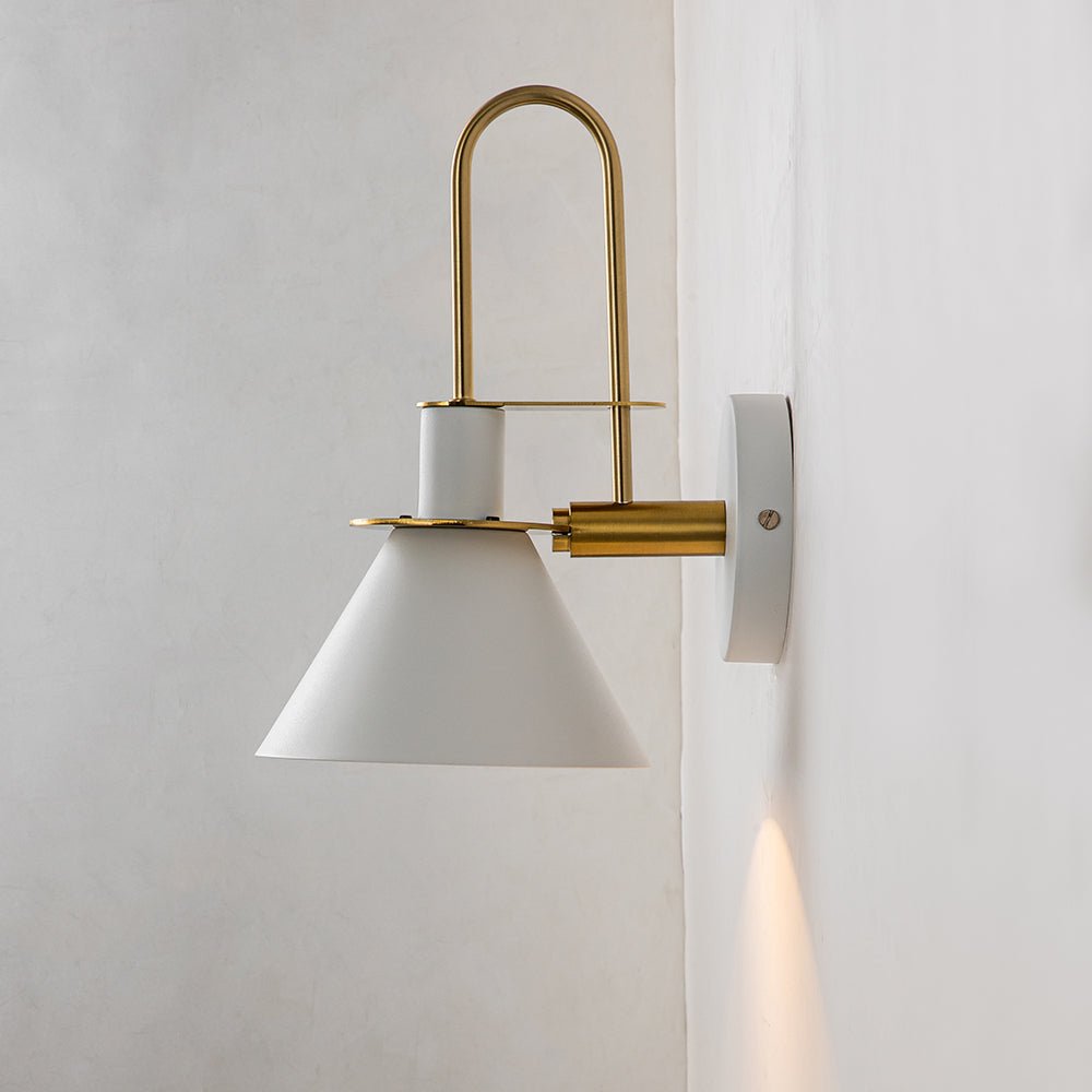 Pendantlightie-Modern Industrial 1-Light Cone Wall Light For Bedside-Wall Light-White-