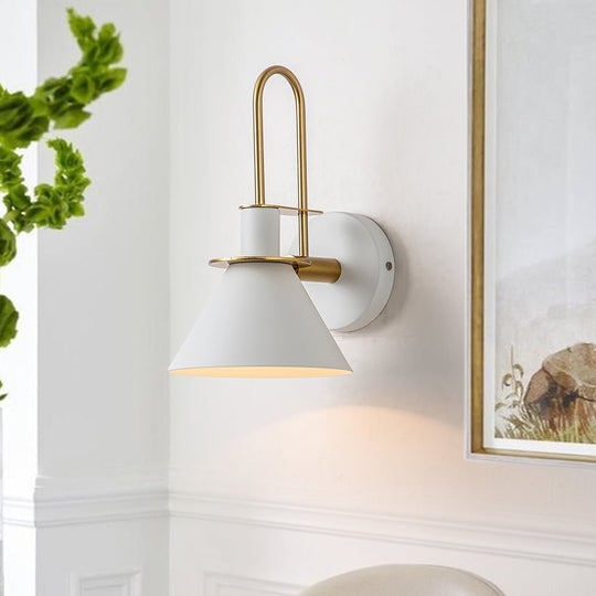 Pendantlightie-Modern Industrial 1-Light Cone Wall Light For Bedside-Wall Light-White-
