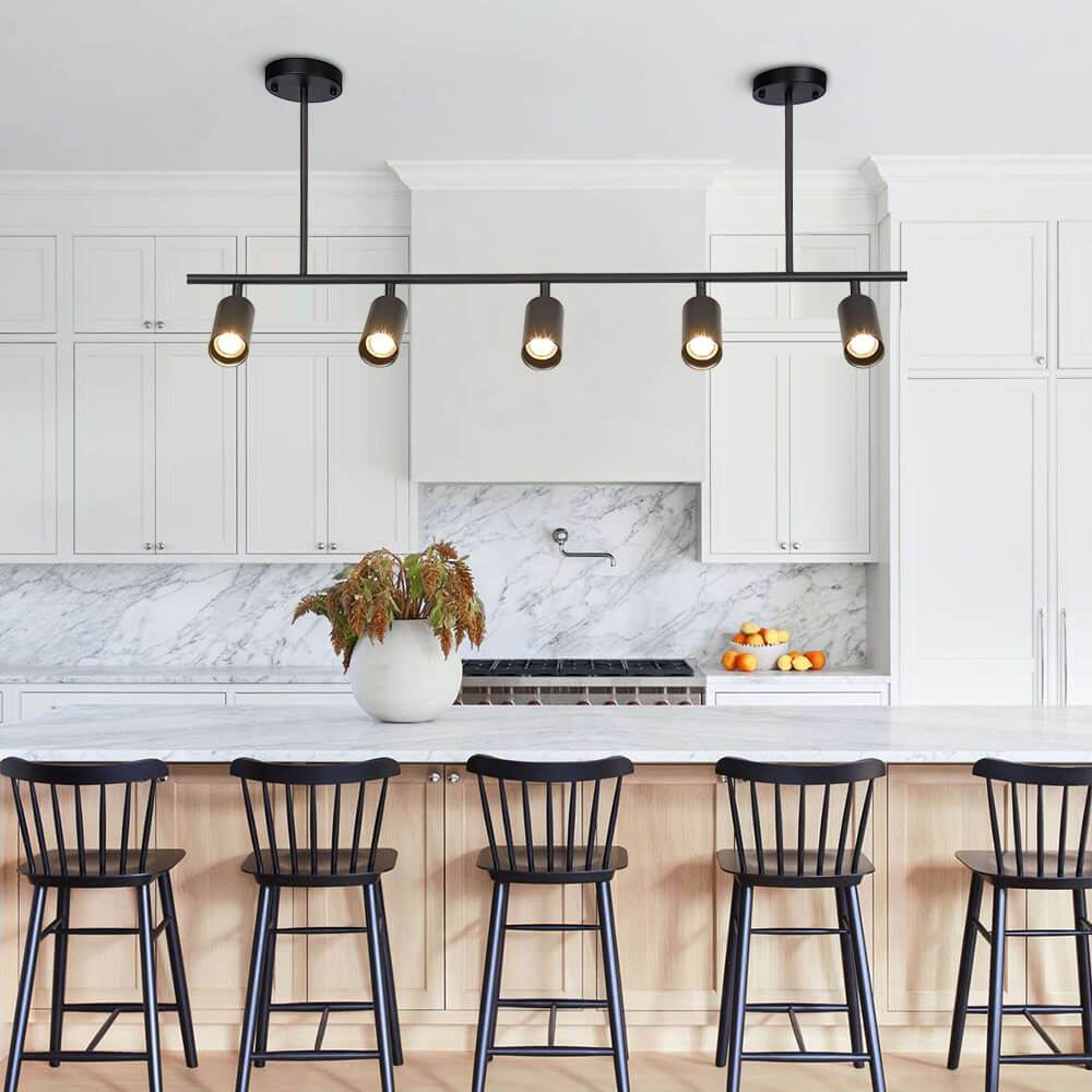 Pendantlightie-Modern Kitchen Island Linear Track Light Fixtures-Chandeliers-Black-