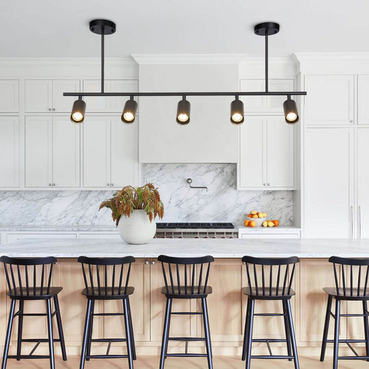 Pendantlightie-Modern Kitchen Island Linear Track Light Fixtures-Chandeliers-Black-