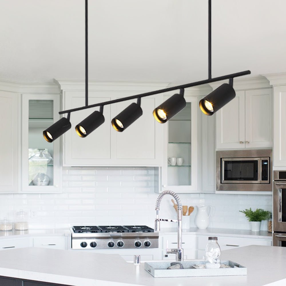 Pendantlightie-Modern Kitchen Island Linear Track Light Fixtures-Chandeliers-Black-