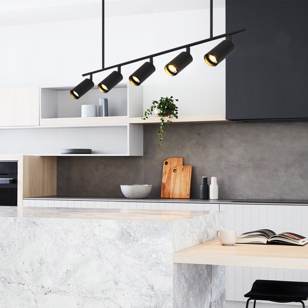 Pendantlightie-Modern Kitchen Island Linear Track Light Fixtures-Chandeliers-Black-
