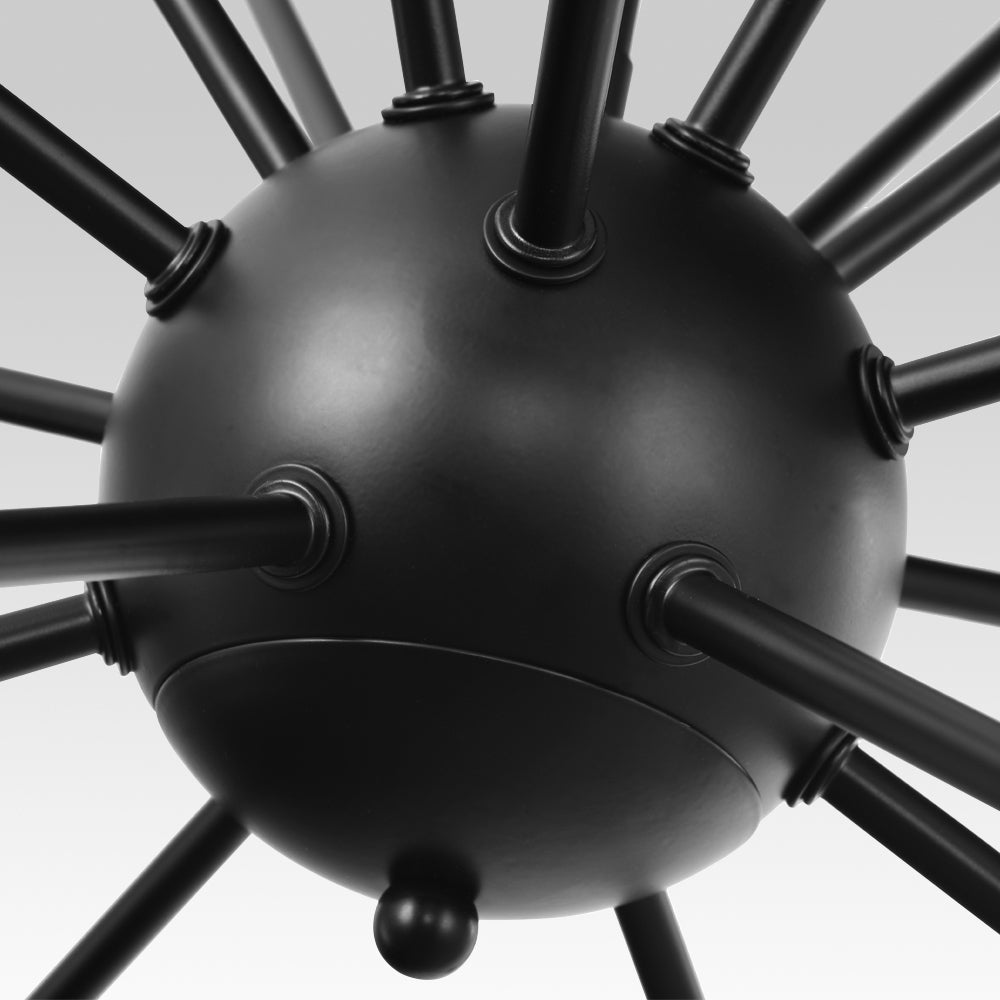 Pendantlightie-Modern Mid-Century 18-Light Black Sputnik Light-Chandeliers--
