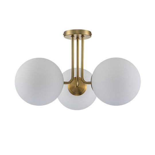 Pendantlightie-Modern Mid-Century 3-Light Sputnik Glass Semi Flush Mount-Semi Flush Mount-Nickel-
