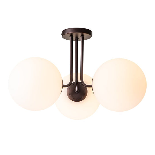 Pendantlightie-Modern Mid-Century 3-Light Sputnik Glass Semi Flush Mount-Semi Flush Mount-Orb Rubbed Bronze-