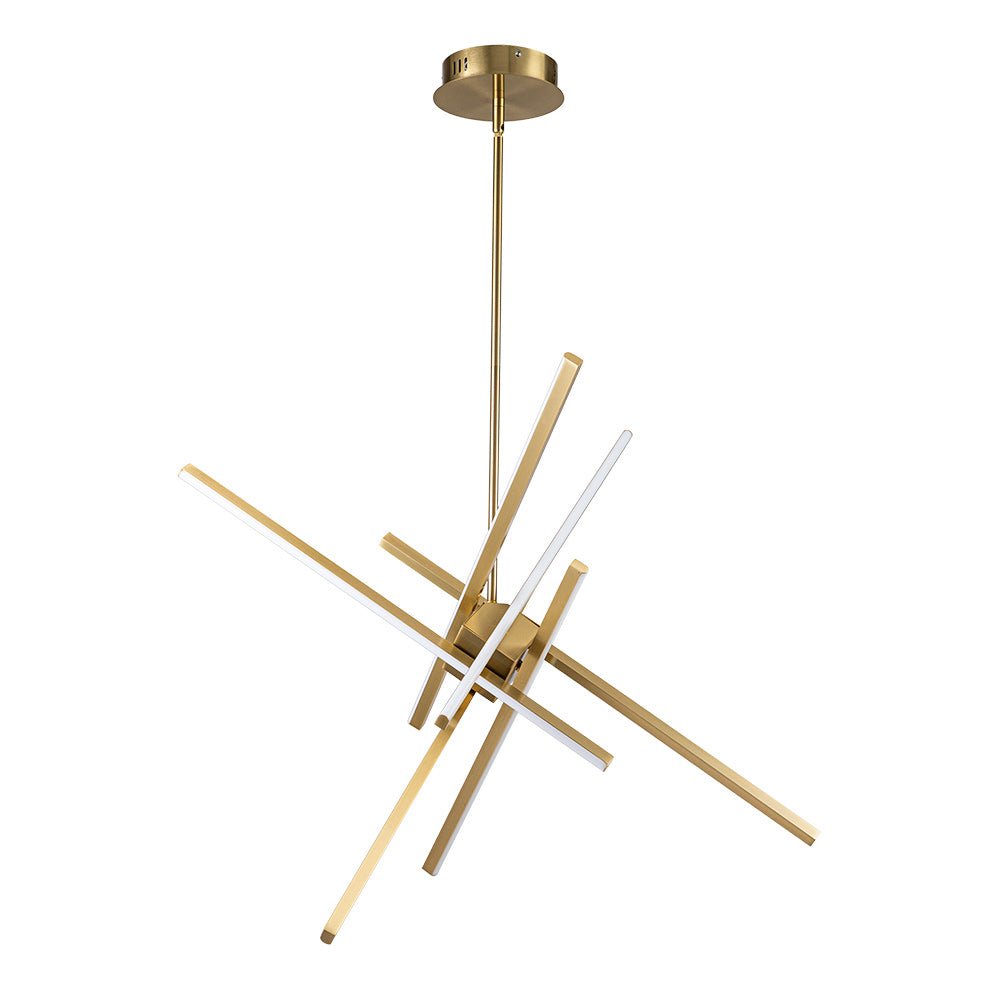 Pendantlightie-Modern Mid-Century 6-Light Linear Led Sputnik Chandelier-Chandeliers-Black-