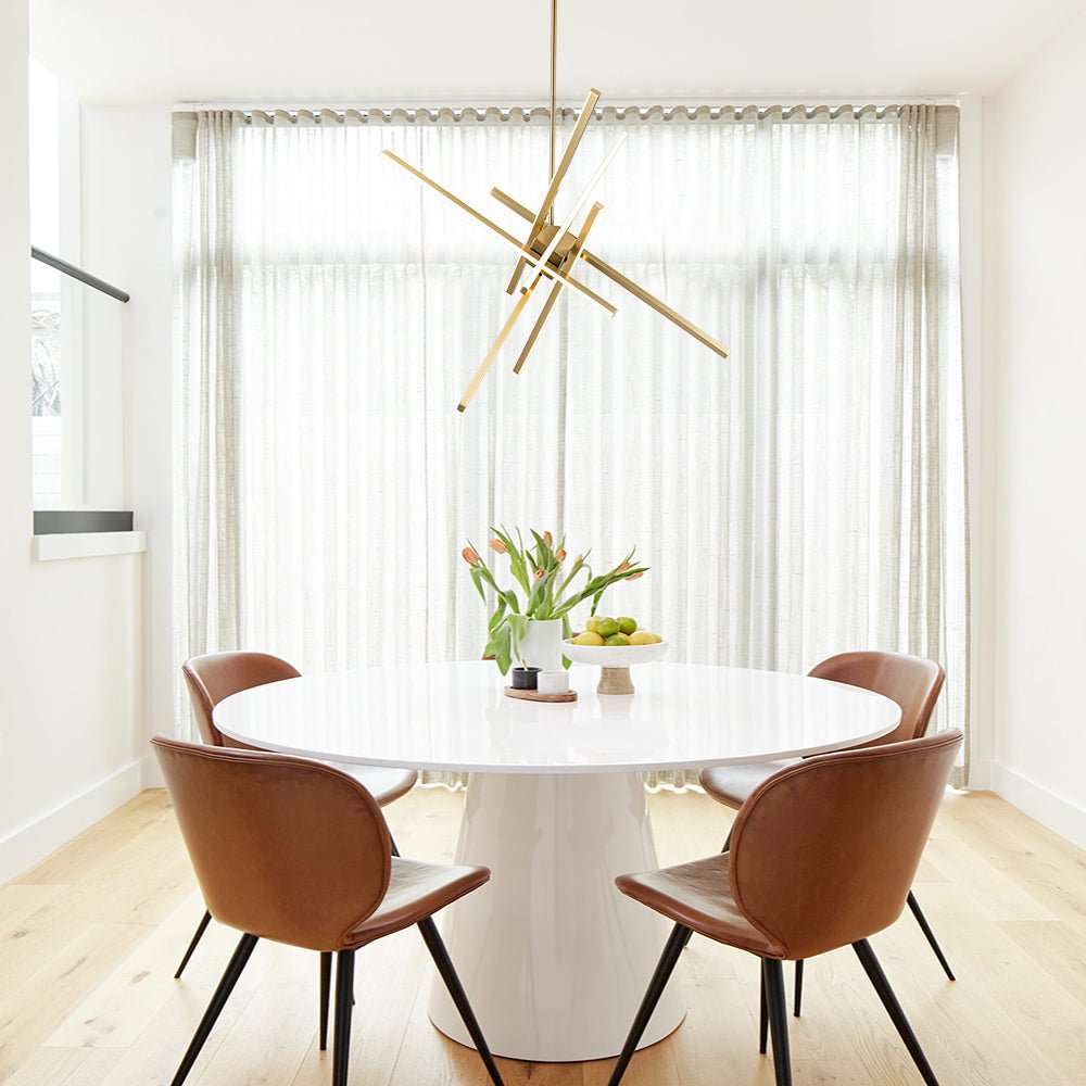 Pendantlightie-Modern Mid-Century 6-Light Linear Led Sputnik Chandelier-Chandeliers-Black-