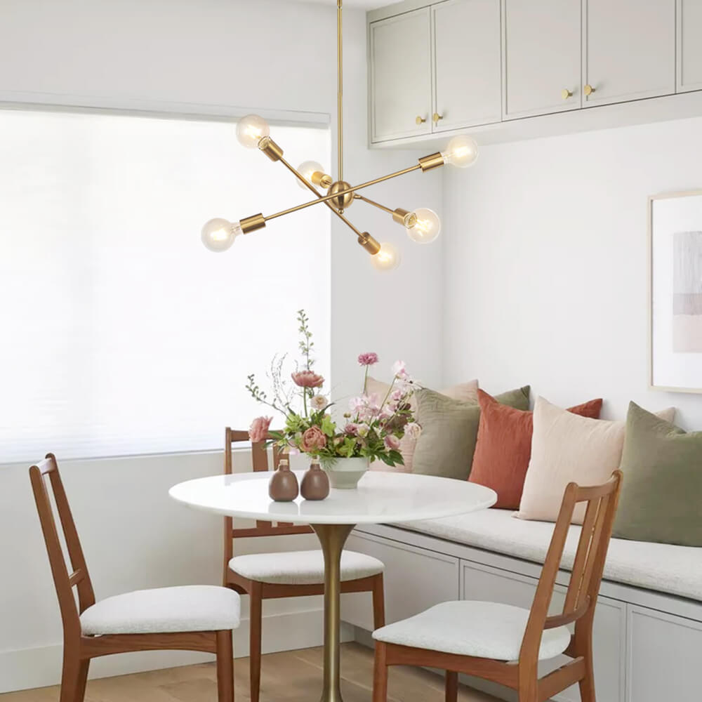 Pendantlightie-Modern Mid-Century 6-Light Sputnik Light-Chandeliers--