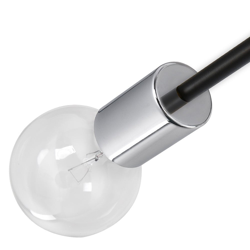 Pendantlightie-Modern Mid-Century 6-Light Sputnik Semi Flush Mount-Semi Flush Mount-Black+Chrome-