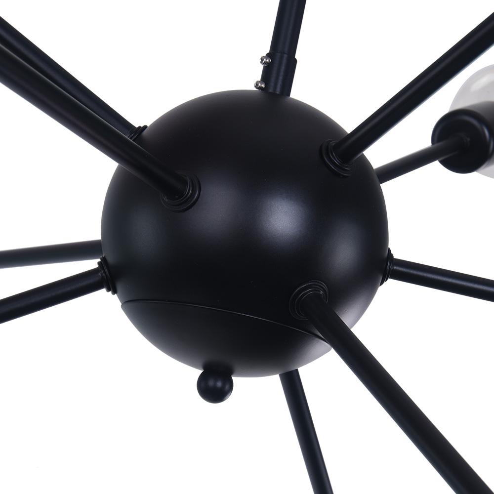 Pendantlightie-Modern Mid-Century 9-Light Sputnik Chandelier-Chandeliers-Black-