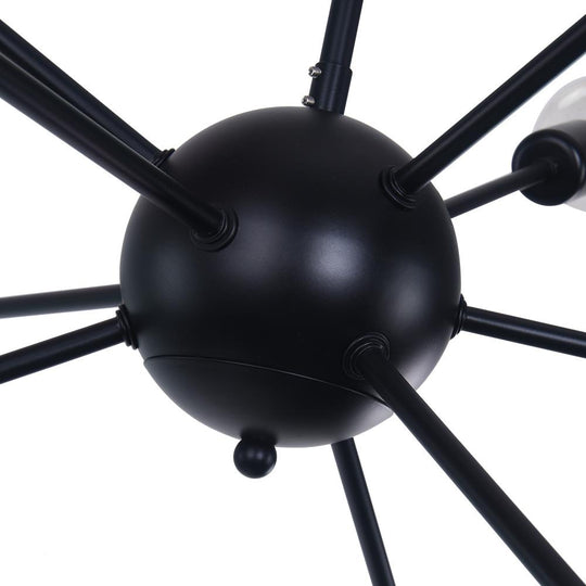 Pendantlightie-Modern Mid-Century 9-Light Sputnik Chandelier-Chandeliers-Black-