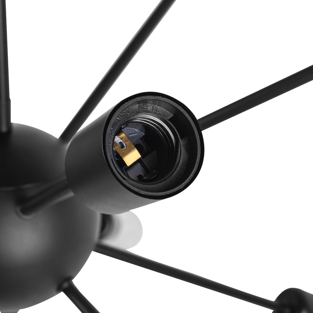 Pendantlightie-Modern Mid-Century Black Sputnik Chandelier-Chandeliers-20Lt-