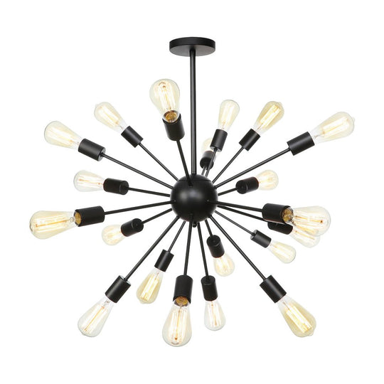Pendantlightie-Modern Mid-Century Black Sputnik Chandelier-Chandeliers-20Lt-