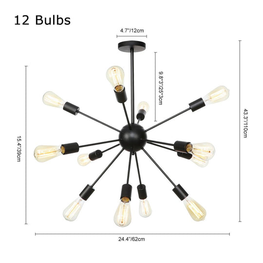 Pendantlightie-Modern Mid-Century Black Sputnik Chandelier-Chandeliers-20Lt-