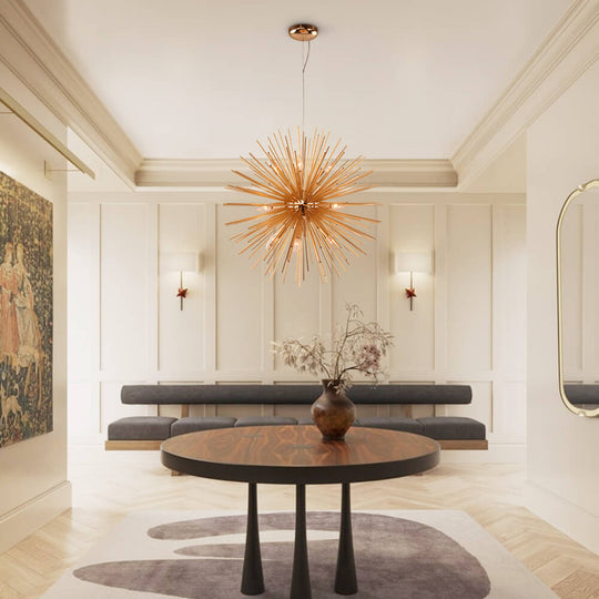 Pendantlightie-Modern Mid-Century Sunburst Sputnik Light Fixture-Chandeliers-12Lt-