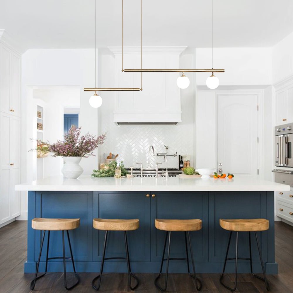 Pendantlightie-Modern Minimalist Glass Globe Linear Chandelier-Chandeliers-Brass-