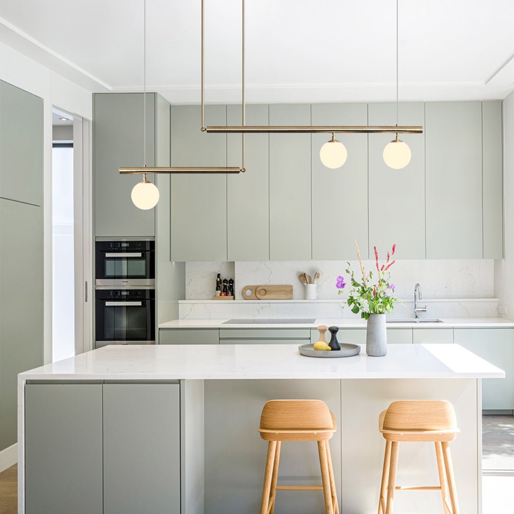 Pendantlightie-Modern Minimalist Glass Globe Linear Chandelier-Chandeliers-Brass-