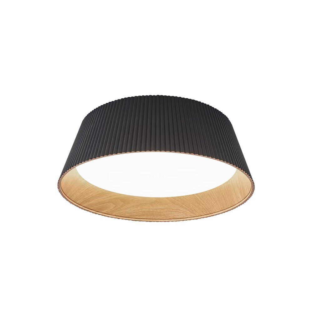 Pendantlightie-Modern Minimalist Wood Grain Conical Led Flush Mount Ceiling Light-Flush Mount-Warm White Light-Black