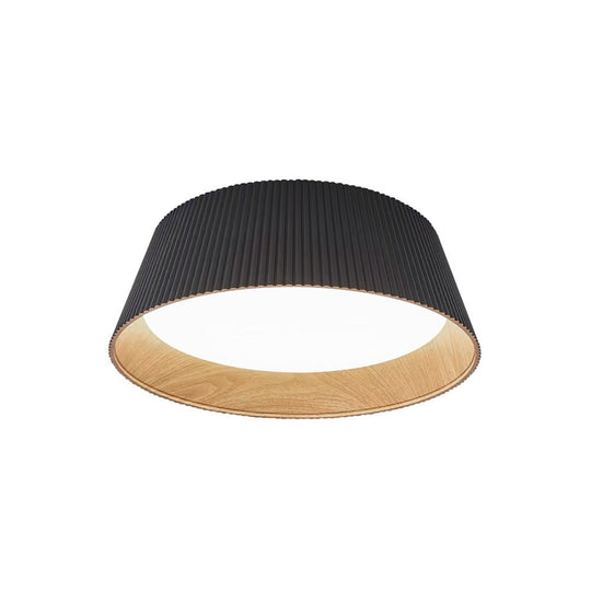 Pendantlightie-Modern Minimalist Wood Grain Conical Led Flush Mount Ceiling Light-Flush Mount-Warm White Light-Black