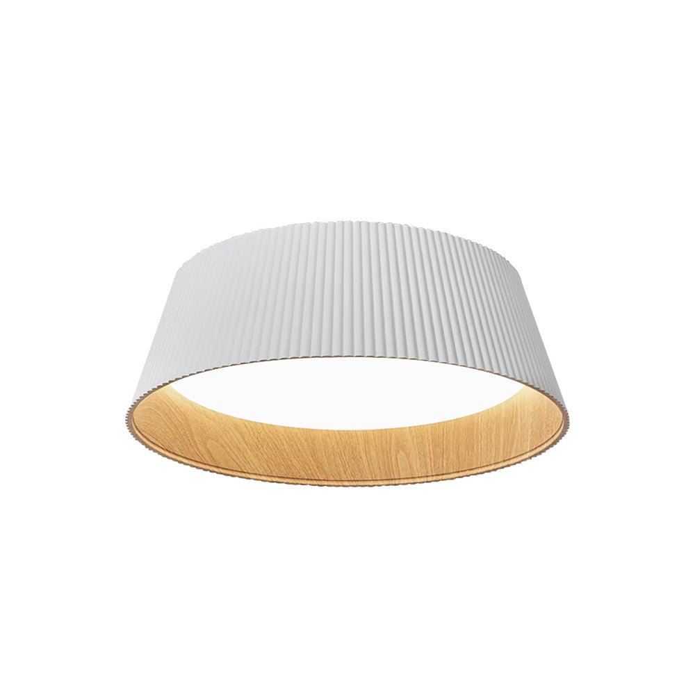 Pendantlightie-Modern Minimalist Wood Grain Conical Led Flush Mount Ceiling Light-Flush Mount-Warm White Light-Black