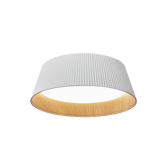 Pendantlightie-Modern Minimalist Wood Grain Conical Led Flush Mount Ceiling Light-Flush Mount-Warm White Light-Black