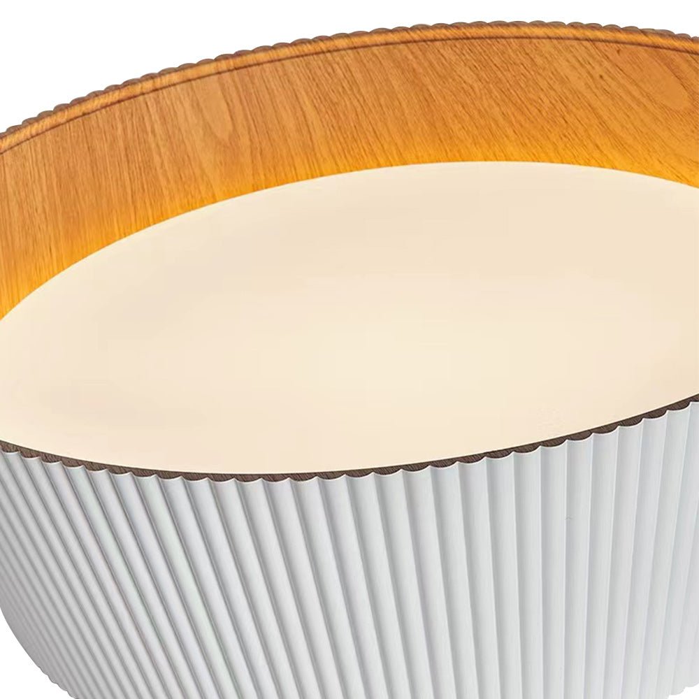 Pendantlightie-Modern Minimalist Wood Grain Conical Led Flush Mount Ceiling Light-Flush Mount-Warm White Light-Black