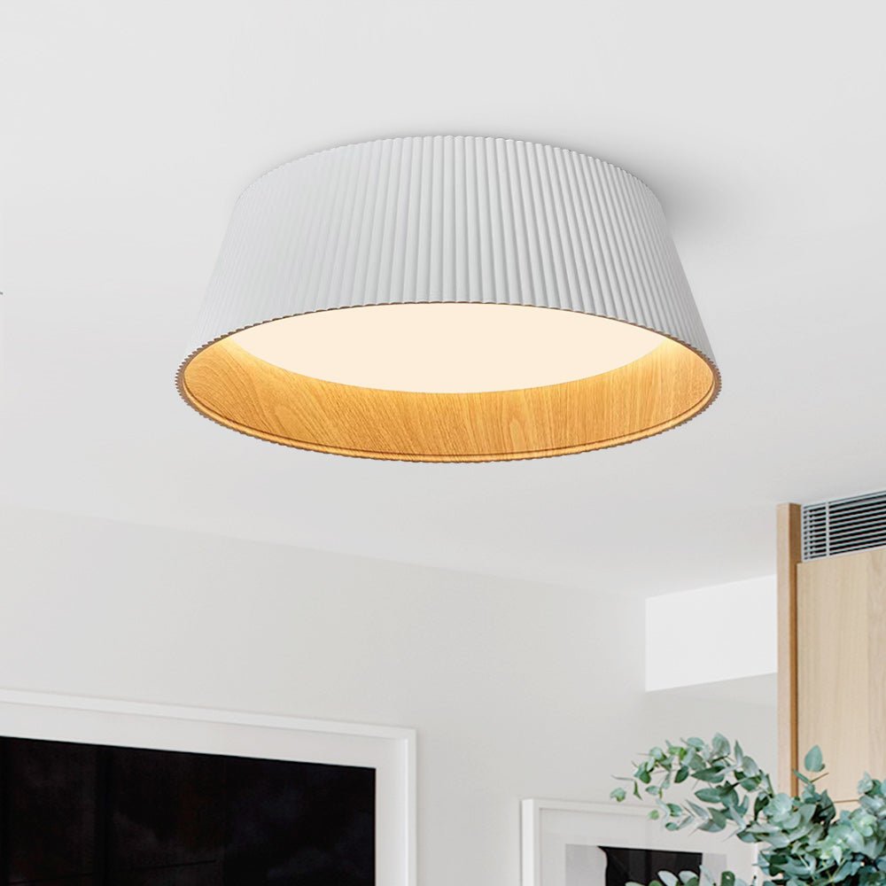 Modern minimalist led drum shaped wood & sales metal & acrylic flush mount ceiling light