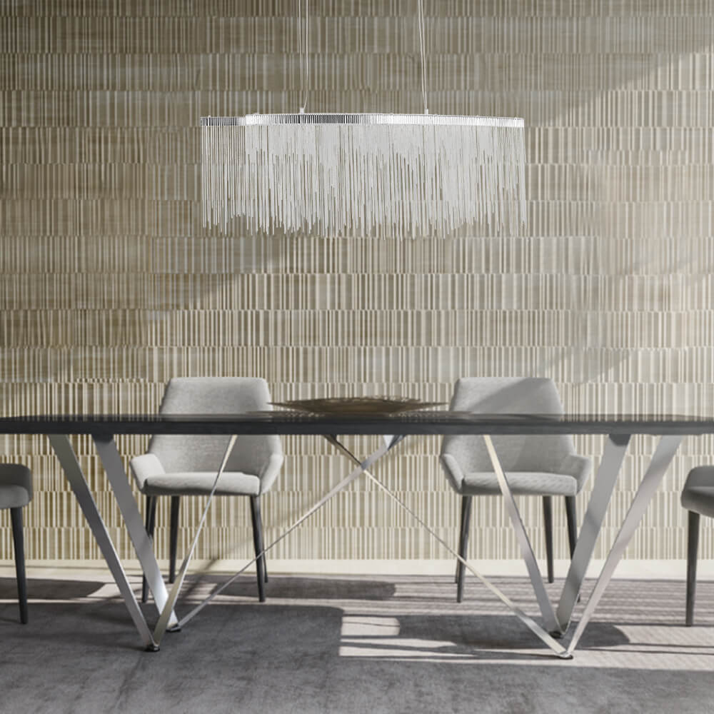 Pendantlightie-Modern Style Led Chain Fringe Chandelier-Chandeliers-Chrome-Warm White