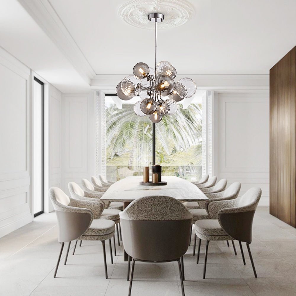 Pendantlightie-Modern Tiered Smoky Glass Bubble Chandelier-Chandeliers-18Lt-