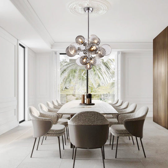 Pendantlightie-Modern Tiered Smoky Glass Bubble Chandelier-Chandeliers-18Lt-