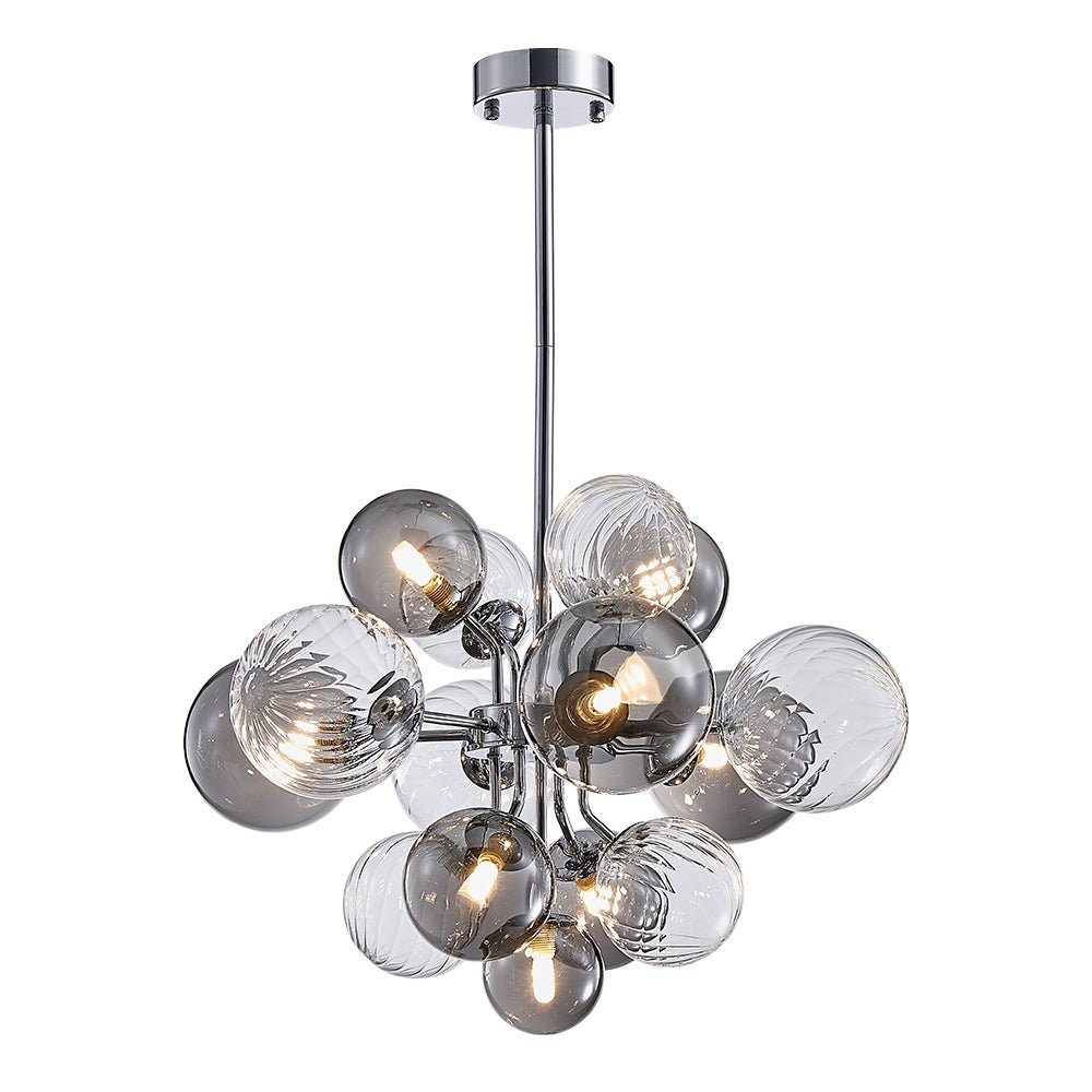 Pendantlightie-Modern Tiered Smoky Glass Bubble Chandelier-Chandeliers-8Lt-