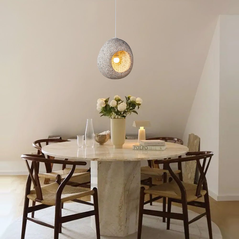 Pendantlightie-Nordic 1-Light Cave Shaped Wabi Sabi Pendant For Dining Table-Pendants-Red-