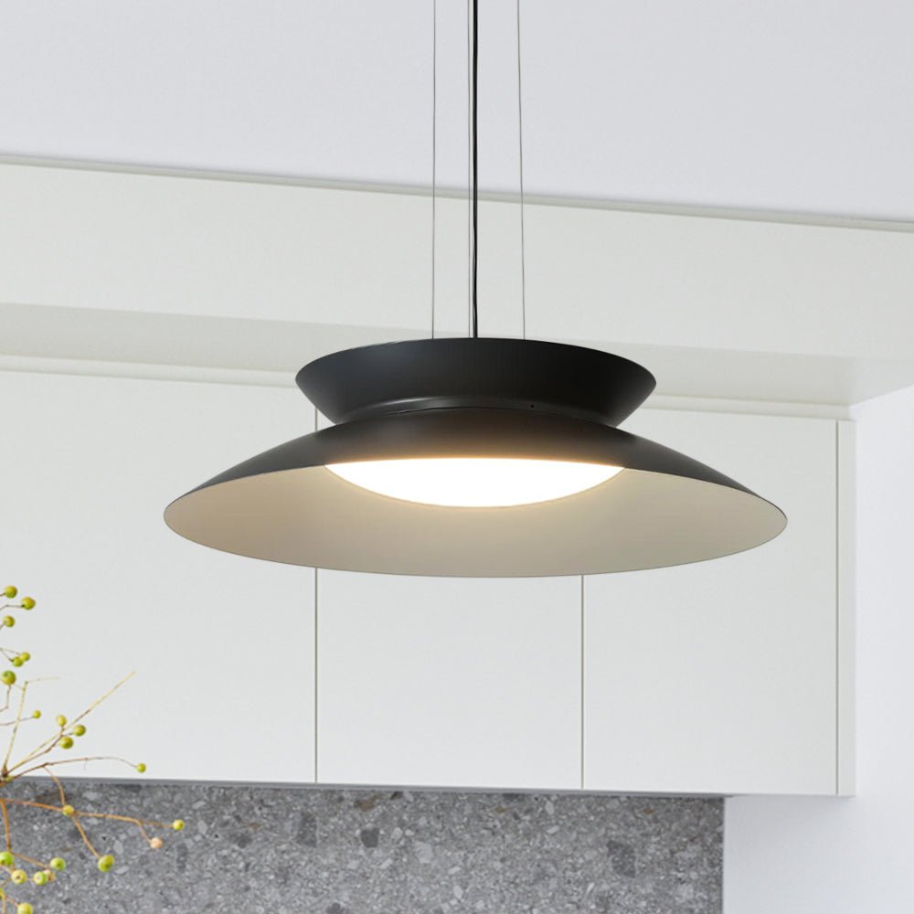 Pendantlightie-Nordic 1-Light Cone Led Saucer Pendant Light-Pendants-Warm White Light-Black