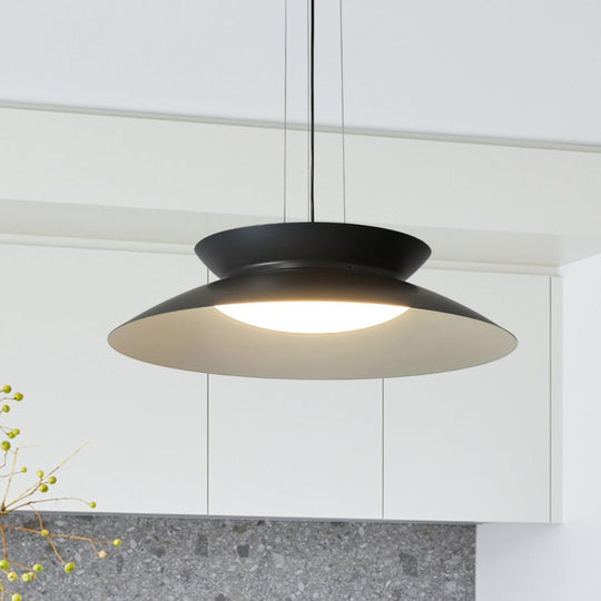 Pendantlightie-Nordic 1-Light Cone Led Saucer Pendant Light-Pendants-Warm White Light-Black
