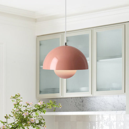 Pendantlightie-Nordic 1-Light Danish Design Flower Mushroom Pendant Light For Kitchen-Pendants-Pink-