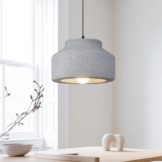 Pendantlightie-Nordic 1-Light Geometric Drum Wabi Sabi Pendant Light-Pendants-Dark Gray-