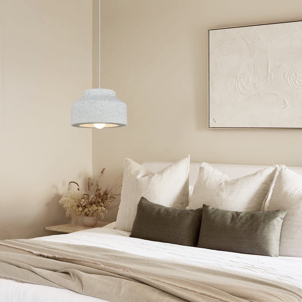 Pendantlightie-Nordic 1-Light Geometric Drum Wabi Sabi Pendant Light-Pendants-Light Gray-