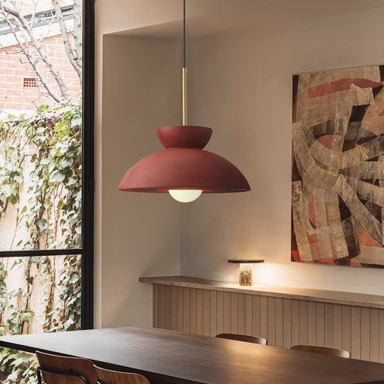 Pendantlightie-Nordic 1-Light Resin Dome Pendant For Kitchen Island-Pendants-Red-