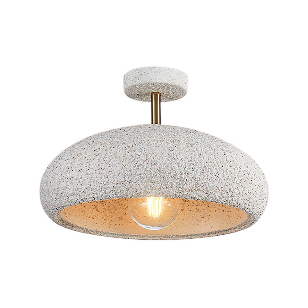Pendantlightie-Nordic 1-Light Speckle Surface Dome Semi Flush Mount-Semi Flush Mount-White-