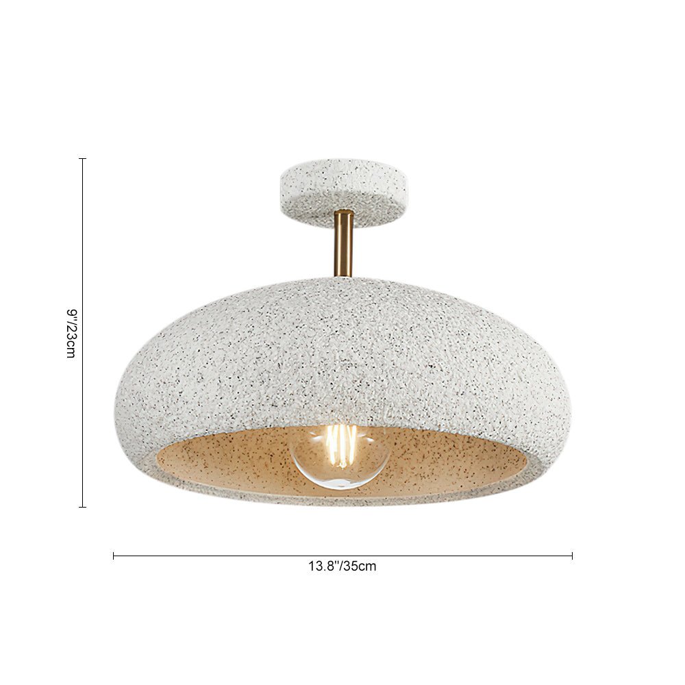 Pendantlightie-Nordic 1-Light Speckle Surface Dome Semi Flush Mount-Semi Flush Mount-White-