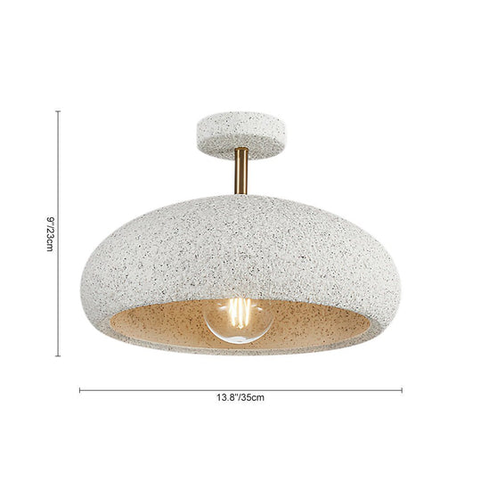 Pendantlightie-Nordic 1-Light Speckle Surface Dome Semi Flush Mount-Semi Flush Mount-White-