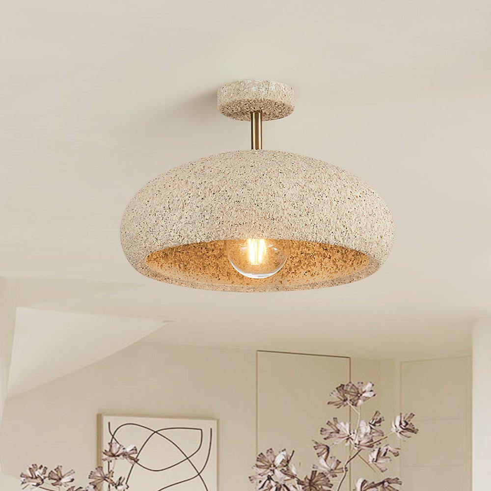 Pendantlightie-Nordic 1-Light Speckle Surface Dome Semi Flush Mount-Semi Flush Mount-Yellow-