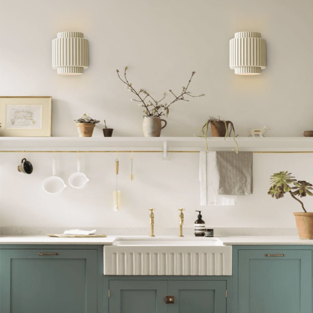 Pendantlightie-Nordic Cream Style 1-Light Cylinder Layer Wall Light-Wall Light-Beige-