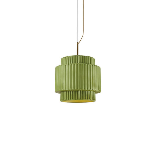 Pendantlightie-Nordic Cream Style 1-Light Drum Layer Pendant Light-Pendants-Green-