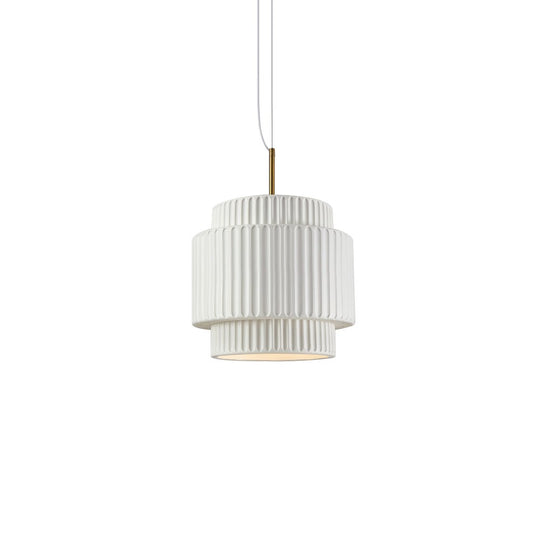 Pendantlightie-Nordic Cream Style 1-Light Drum Layer Pendant Light-Pendants-Green-