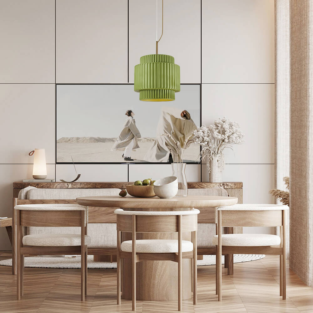 Pendantlightie-Nordic Cream Style 1-Light Drum Layer Pendant Light-Pendants-Green-